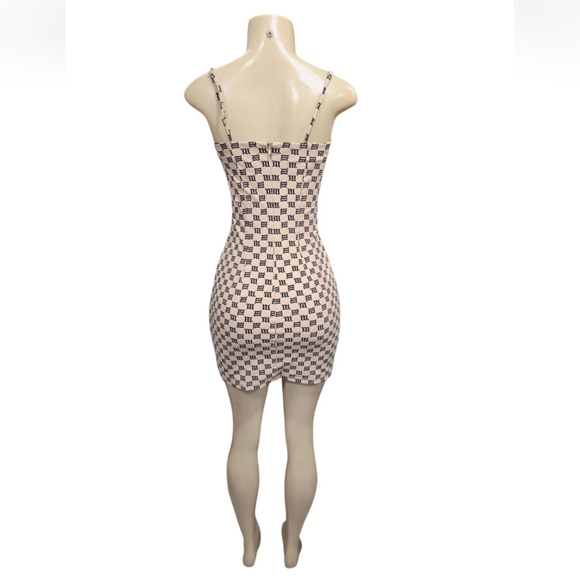 MISBHV Beige Monogram Spaghetti Mini Dress Women’s Size XS - Picture 3 of 14